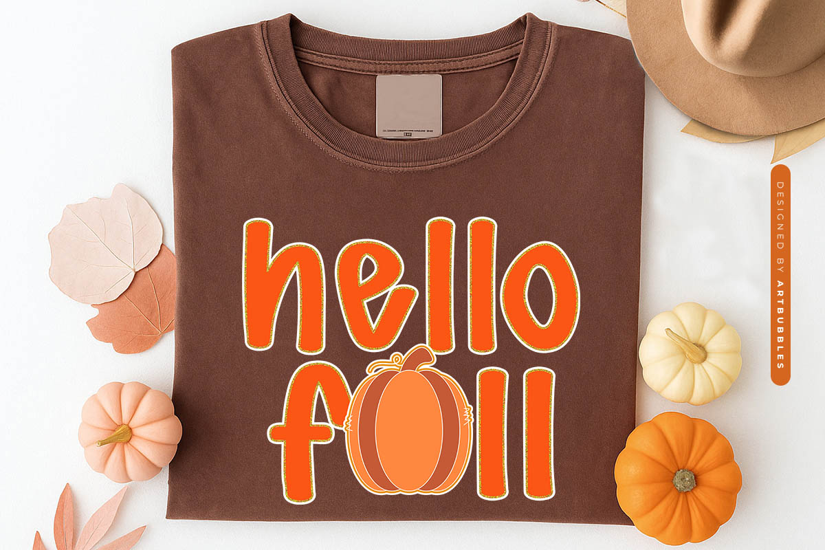 Preppy Pumpkin Hello Fall Sublimation Shirt Mockup Image.jpg