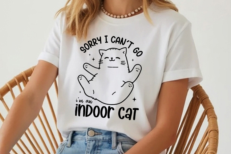 Sorry I Can't Go I'm an Indoor Cat - Funny Animal SVG Shirt Mockup Image.jpg