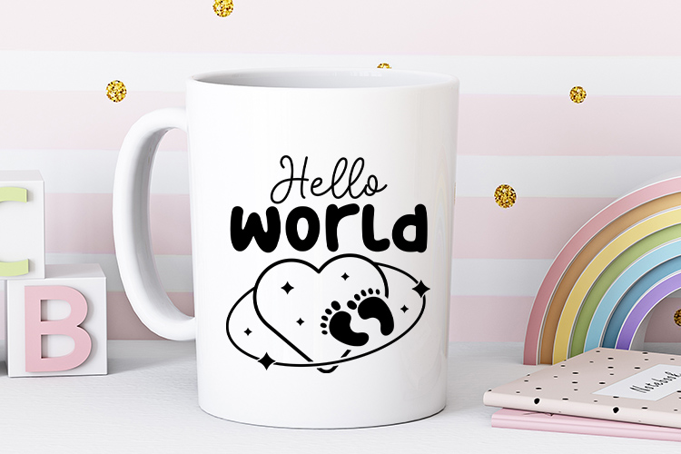 Hand-Lettered Baby SVG File - Hello World Mug Mockup Image.jpg