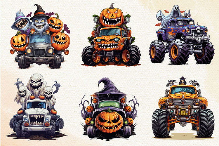 Halloween Monster Truck Sublimation Clipart Bundle Preview 03.jpg
