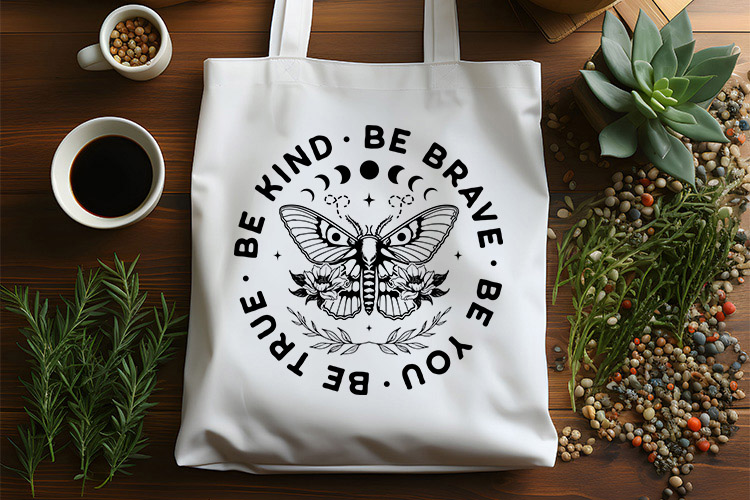 Be Kind Be Brave Be You Be True - Butterfly SVG Tote Bag Mockup Image.jpg