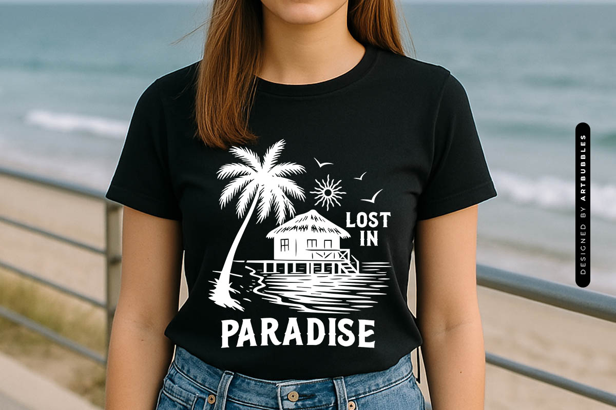 Lost in Paradise - Summer Vacation SVG T-shirt Mockup Image.jpg