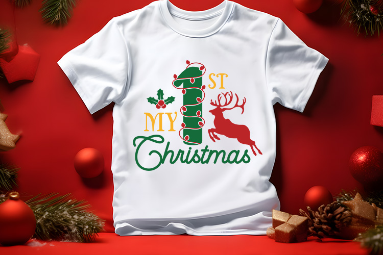 My 1st Christmas SVG Cut File Shirt Mockup Image.jpg
