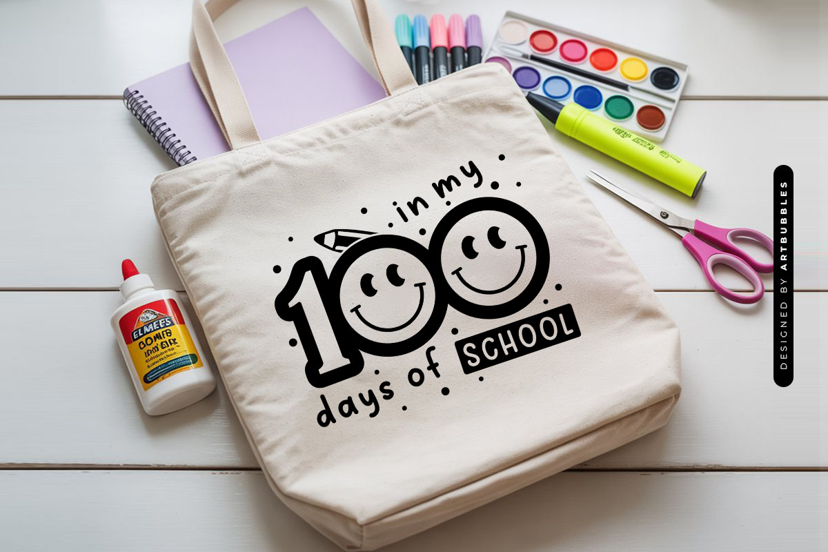 In My 100 Days of School SVG Design Tote Mockup Image.jpg