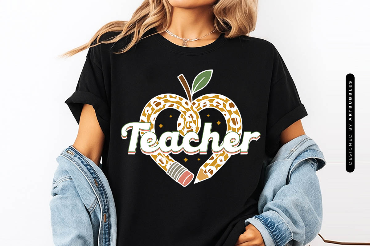 Retro Teacher Sublimation Transfer Tshirt Mockup Image.jpg