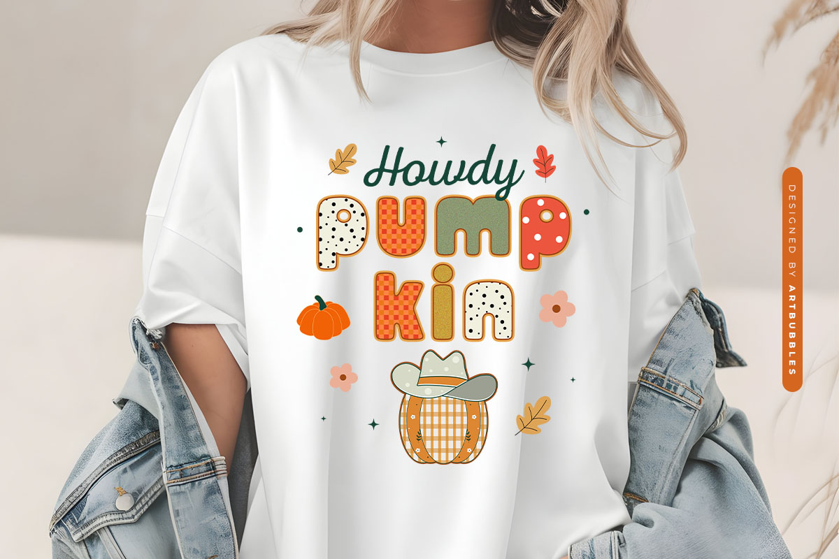 Howdy Pumpkin - Preppy Fall Sublimation Print T-shirt Mockup Image.jpg