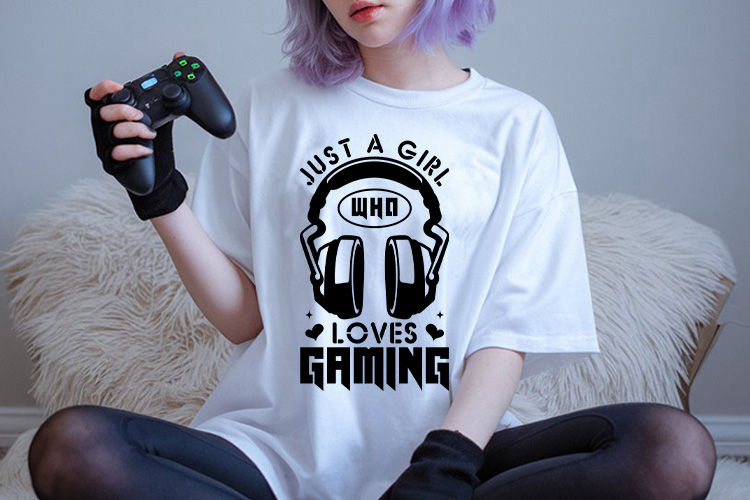 Just A Girl Who Loves Gaming SVG Design T-shirt Mockup Image.jpg