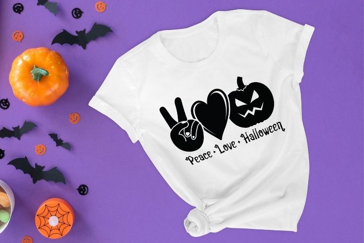 Peace Love Halloween SVG Vector T-shirt Mockup Image.jpg
