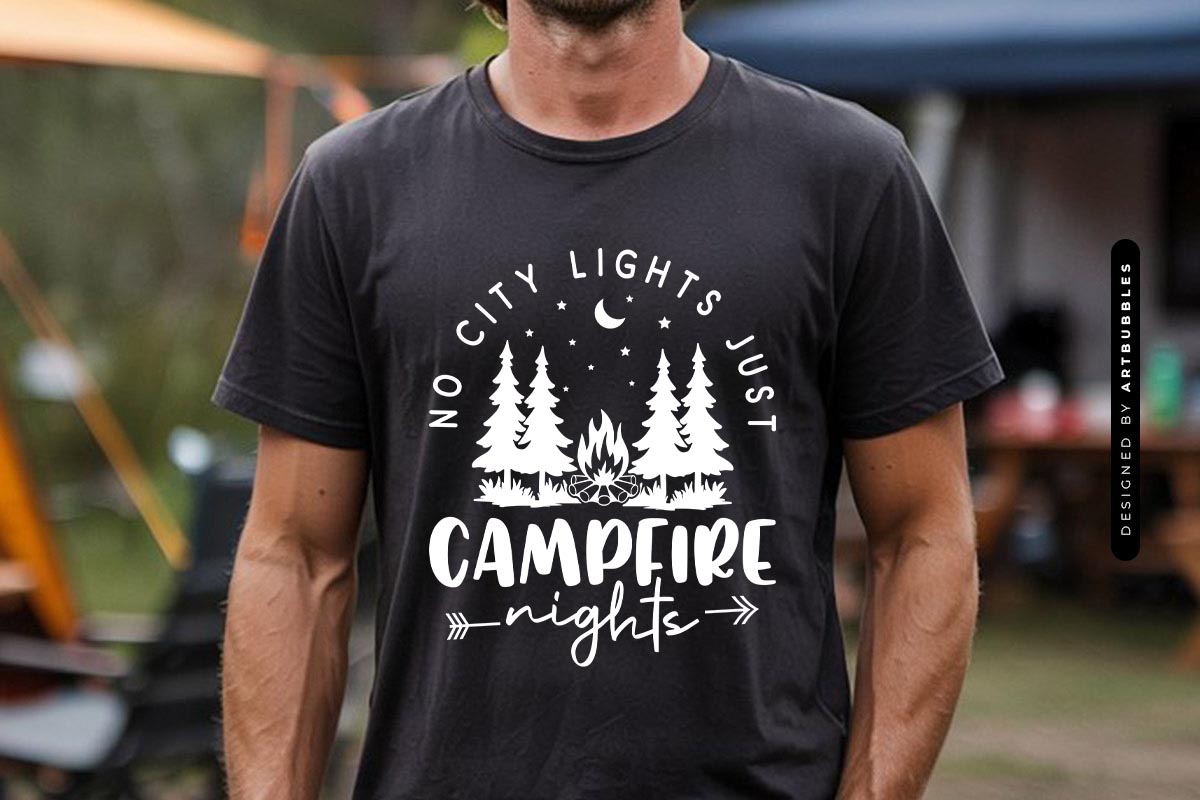 No City Lights Just Campfire Nights - Cute Camping SVG Tshirt Mockup Image.jpg