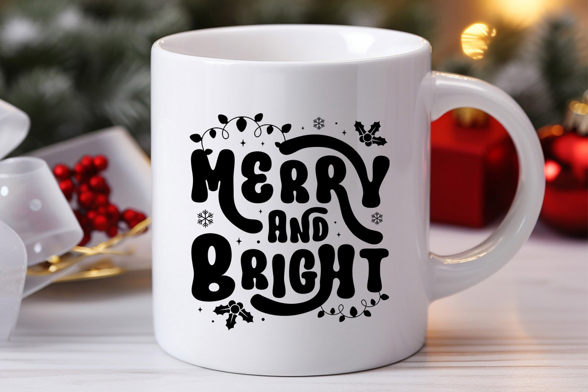 Merry and Bright - Retro Christmas SVG Mug Mockup image.jpg