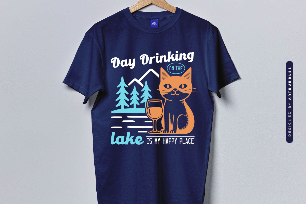 Day Drinking on the Lake is My Happy Place SVG Blue shirt Mockup Image.jpg