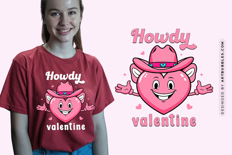 Retro Howdy Valentine Sublimation Png File