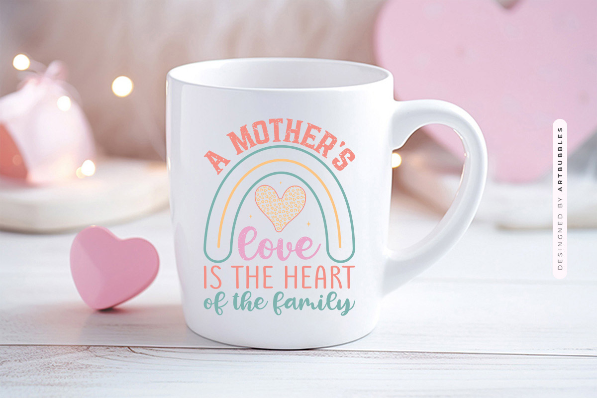 A Mother's Love is the Heart of the Family Sublimation Mug Mockup Image.jpg