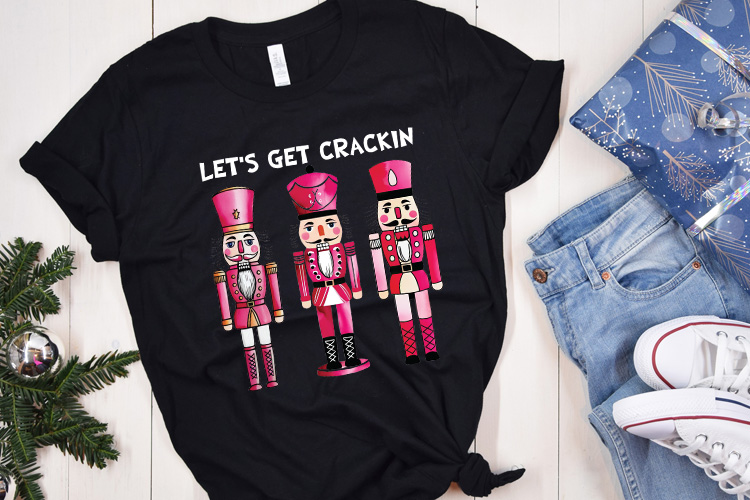 Let's Get Crackin - Pink Christmas Sublimation Design Shirt Mockup Image.jpg