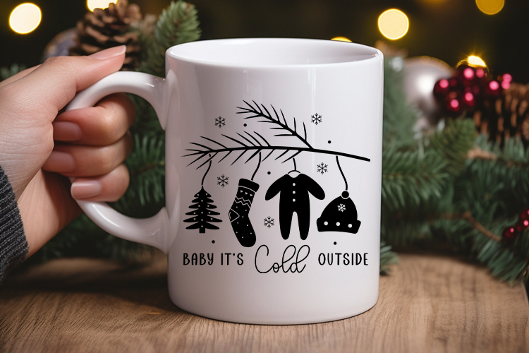 Baby It's Cold Outside - Boho Christmas SVG Mug Mockup Image.jpg