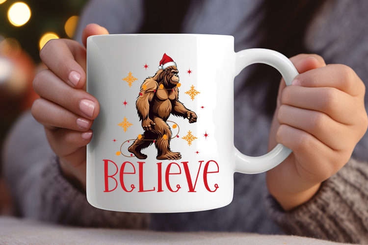 Believe PNG Sublimation, Bigfoot Christmas Sweater Preview 02.jpg
