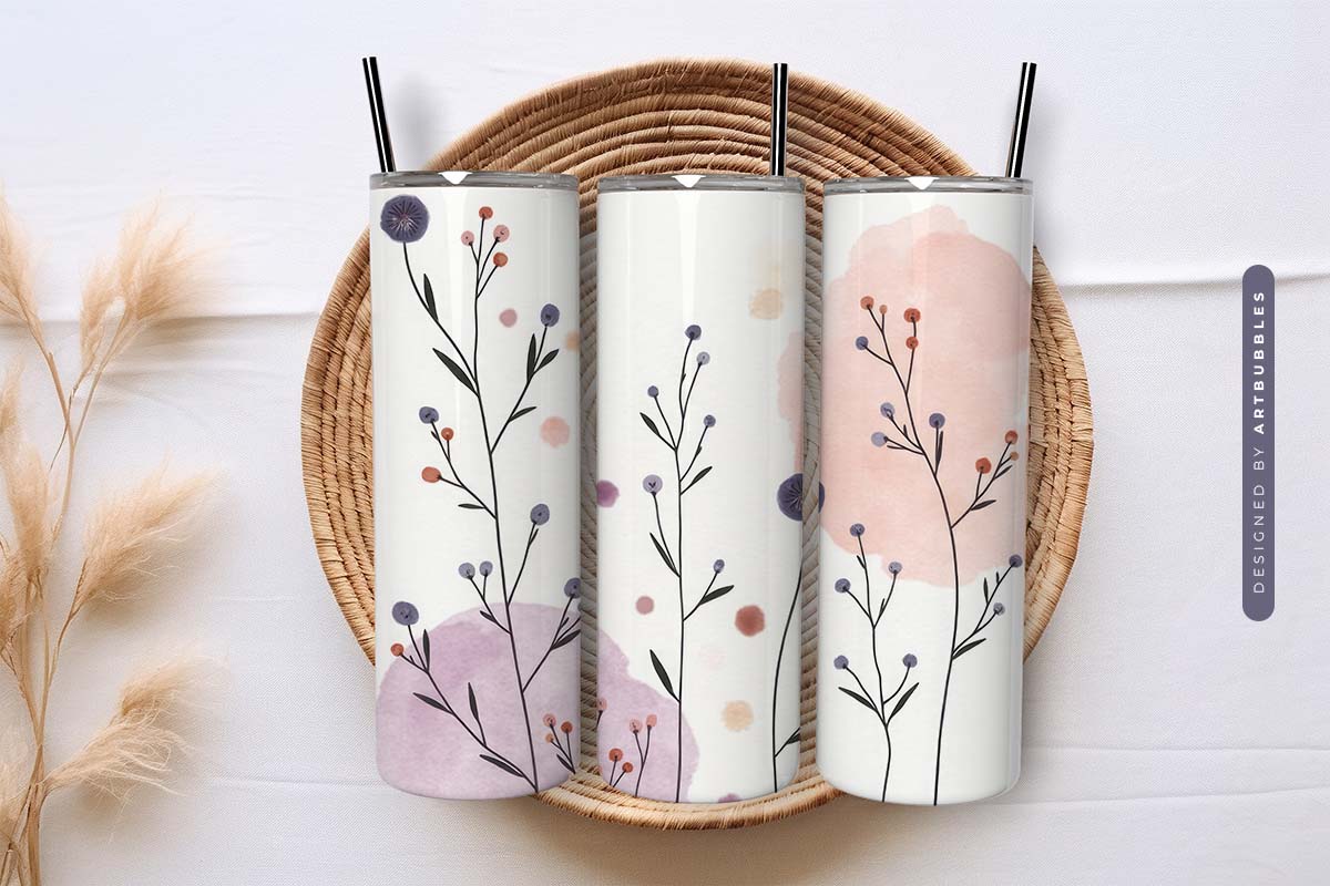 Boho flower Tumbler Wrap Sublimation Design Image.jpg