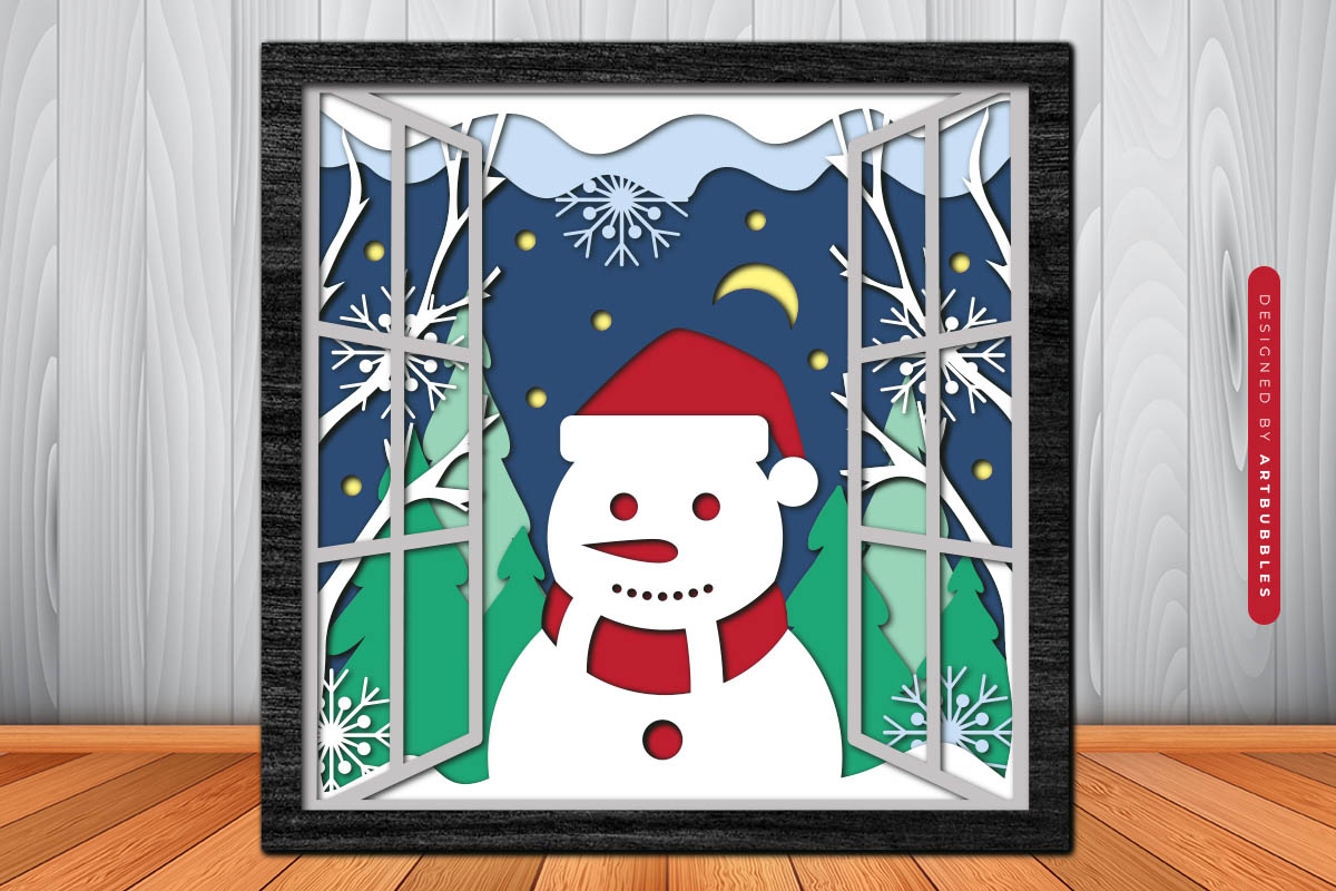Snowman Christmas 3D Shadow Box SVG Image 3.jpg
