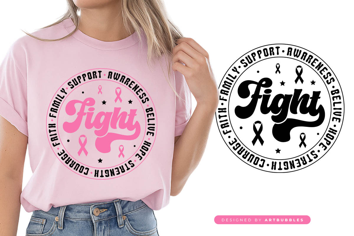 Fight Breast Cancer Awareness Retro SVG