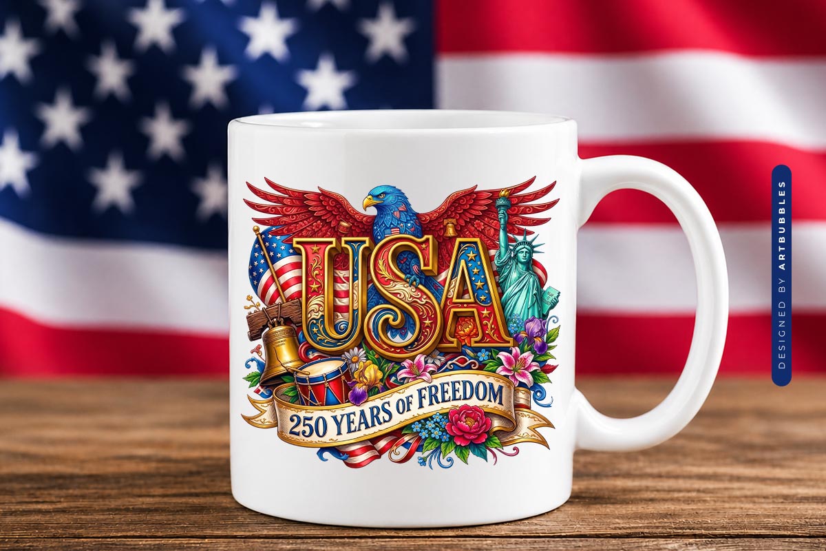 USA 250 Years of Freedom Sublimation PNG Mug Mockup Image.jpg