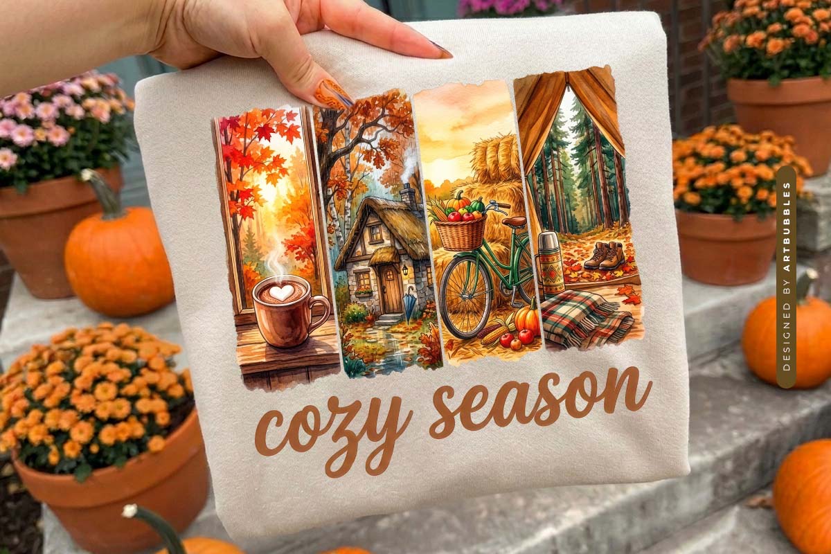 Cozy Season - Brushstroke Fall PNG Sublimation Tote Mockup Image.jpg