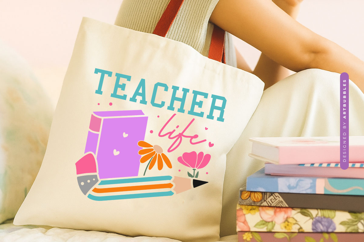 Floral Teacher Life SVG Design for Cricut