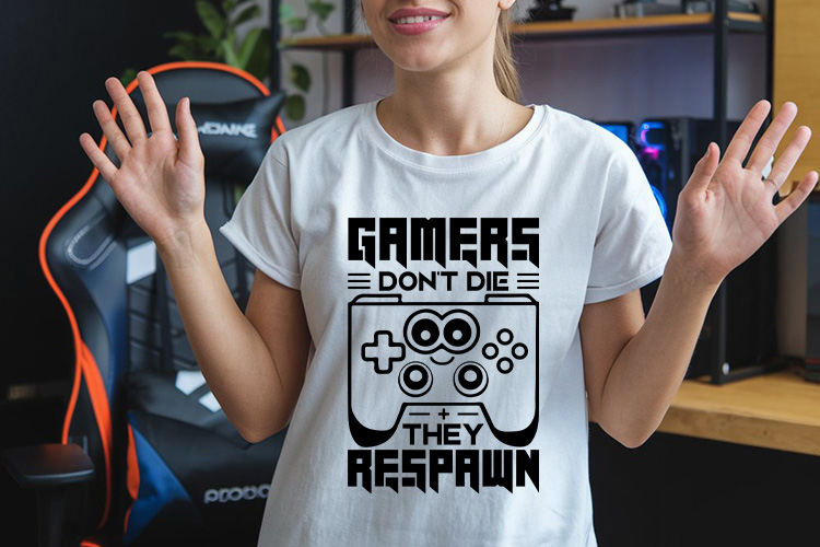 Gamers Don't Die They Respawn SVG Design Shirt Mockup image.jpg