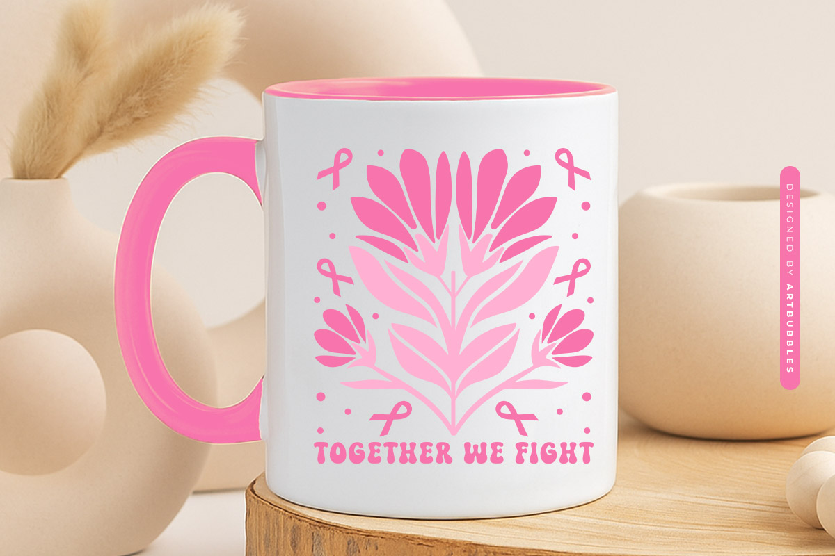 Together We Fight - Breast Cancer Retro SVG Mug Mockup Image.jpg