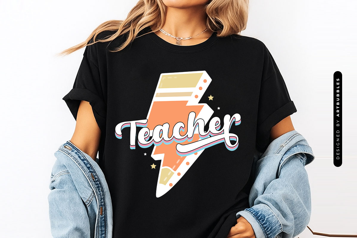 Retro Teacher Sublimation Design T-shirt Mockup Image.jpg