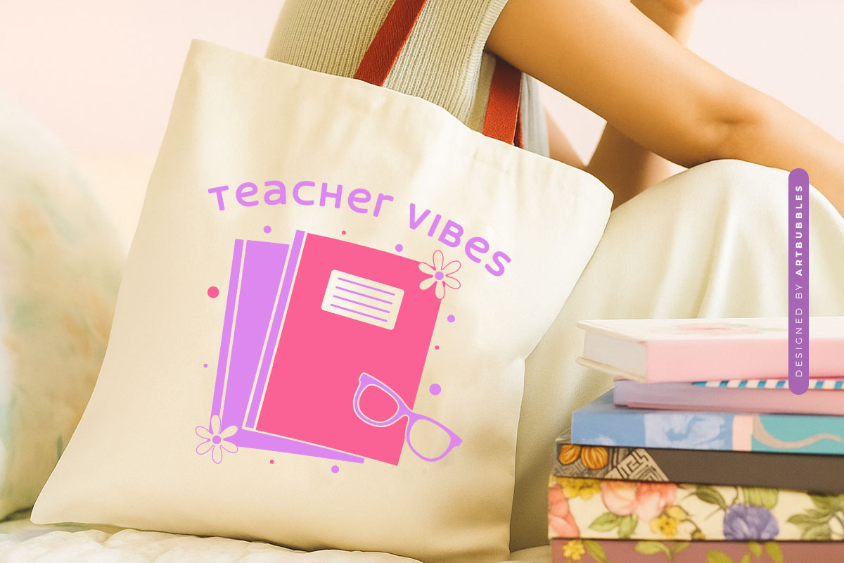 Teacher Vibes Floral SVG Cut File Tote bag Mockup Image.jpg