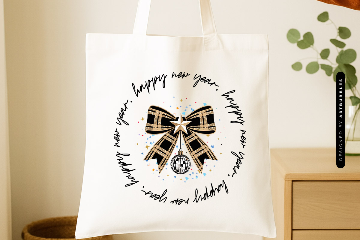 Coquette Bow Happy New Year Sublimation Tote Bag Mockup Image.jpg