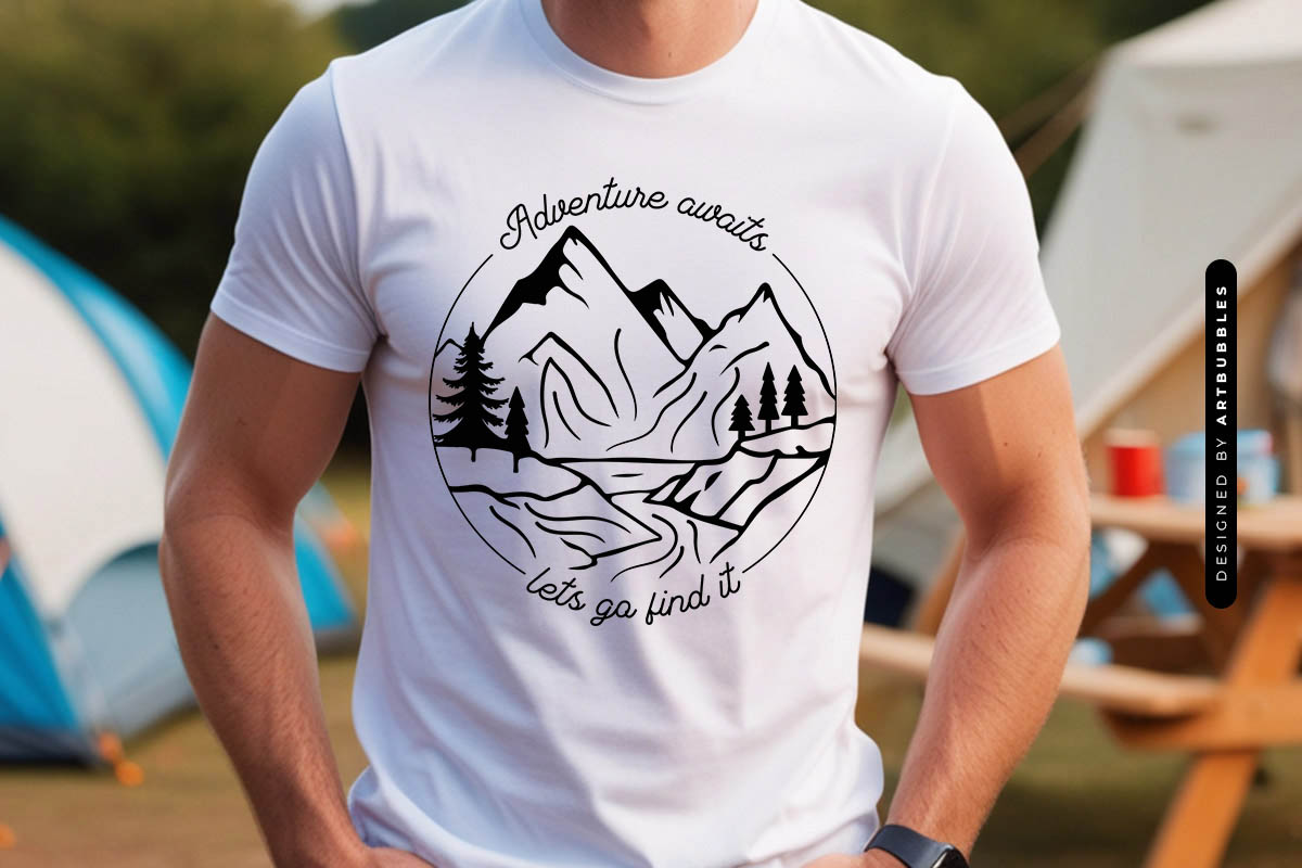 Adventure Awaits Let's Go Find It - Camping SVG Shirt Mockup Image.jpg