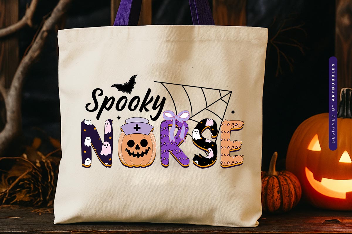 Spooky Nurse - Coquette Halloween Sublimation Tote Bag Mockup Image.jpg