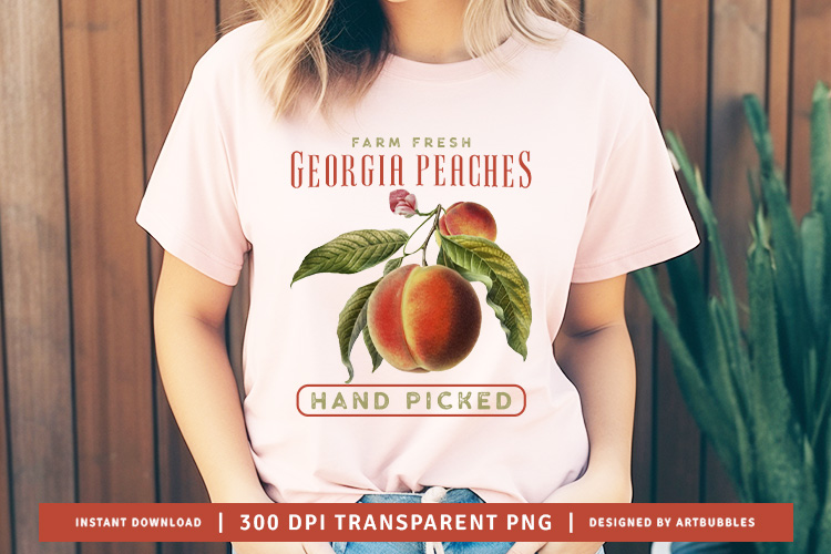 Georgia Peaches - Vintage Fruit Sublimation Design