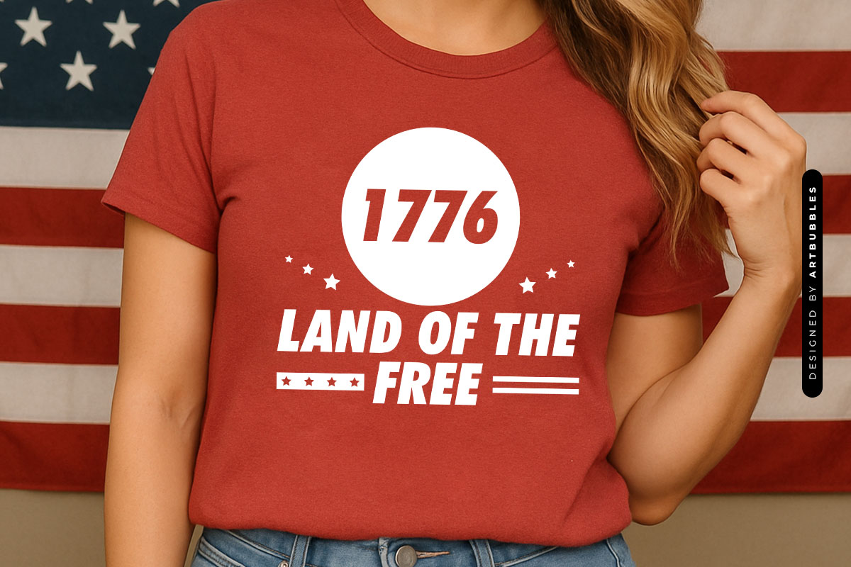 1776 Land of the Free - 4th of July SVG Tshirt Mockup Image.jpg