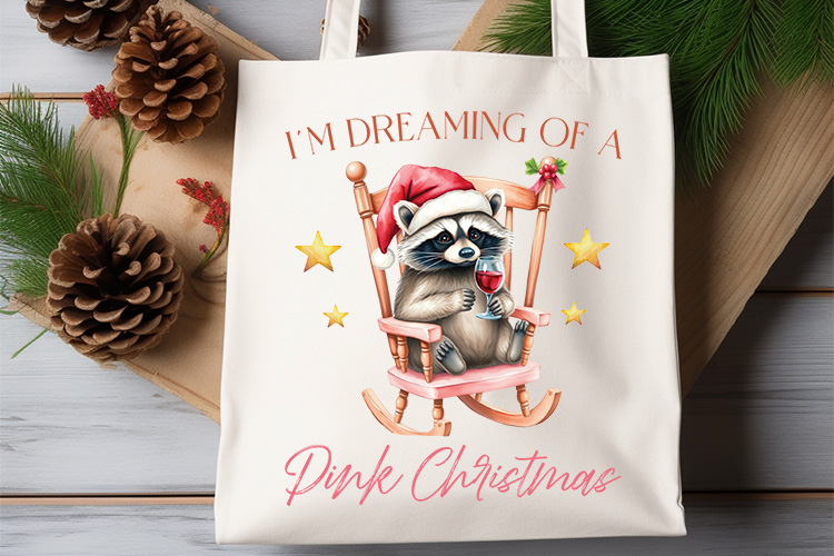 I'm Dreaming of A Pink Christmas Sublimation Design Tote Bag Mockup Image.jpg
