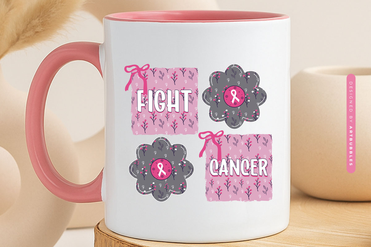 Coquette Bow Fight Cancer PNG Sublimation Mug Mockup Image.jpg