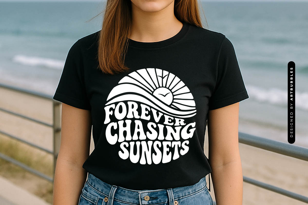 Forever Chasing Sunsets - Funny Summer SVG T-shirt Mockup Image.jpg