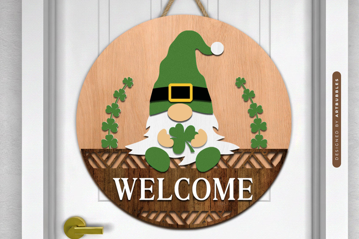 Gnome St Patrick's Day Door Hanger SVG