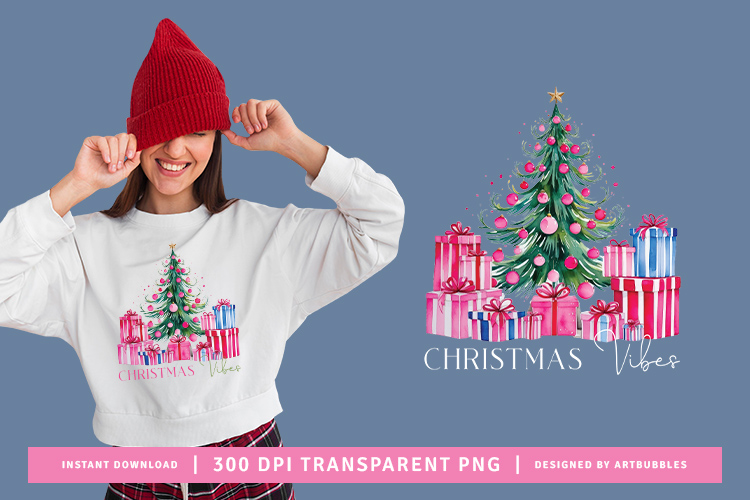 Pink Christmas Vibes Sublimation Design Image.jpg