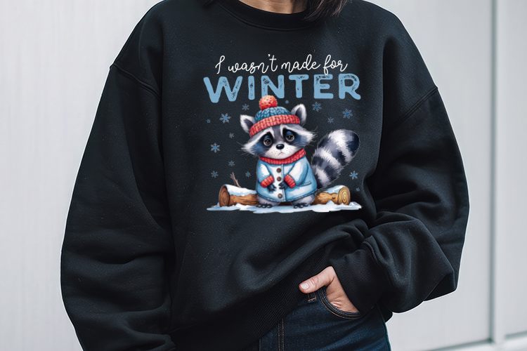 Funny I Wasn't Made for Winter Sublimation Black Sweatshirt Mockup Image.jpg