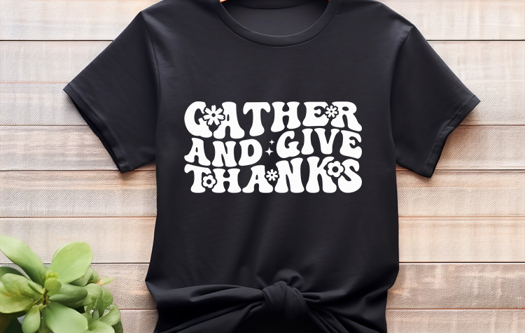 Gather and Give Thanks - Free Thanksgiving Svg File T Shirt Mockup Image.jpg