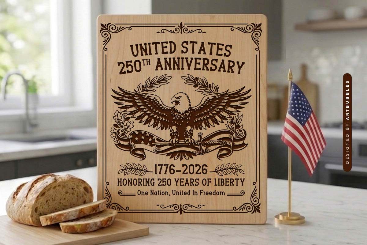 250th Anniversary USA Cutting Board SVG Vector