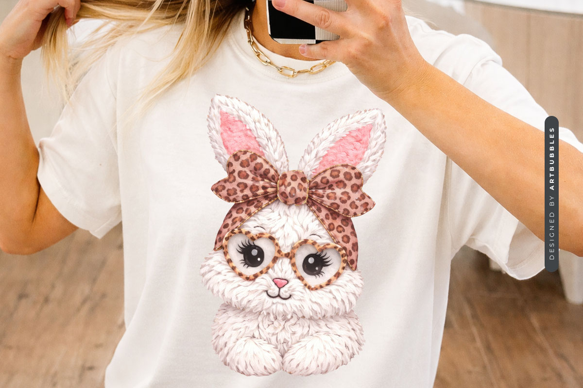 Latch Hook Yarn Bunny Sublimation Transfer Shirt Mockup Image.jpg