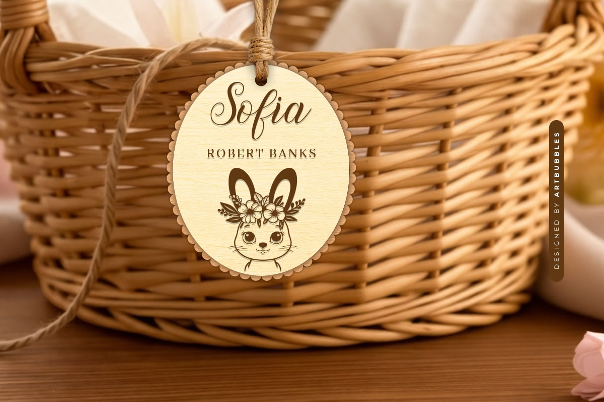 Floral Bunny Easter Gift Tag SVG Vector Image.jpg