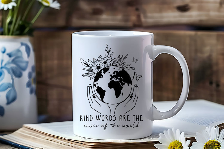Kind Words are the Music of the World - Wildflower SVG Mug Mockup Image.jpg