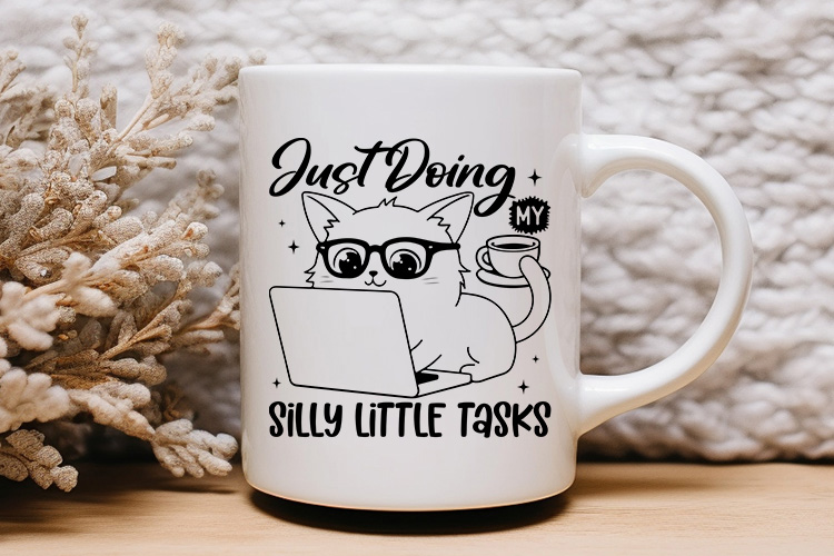 Just Doing My Silly Little Tasks - Funny Cat SVG Mug Mockup Image.jpg