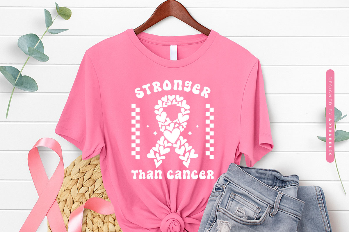Stronger Than Cancer Retro SVG Design Tshirt Mockup Image.jpg