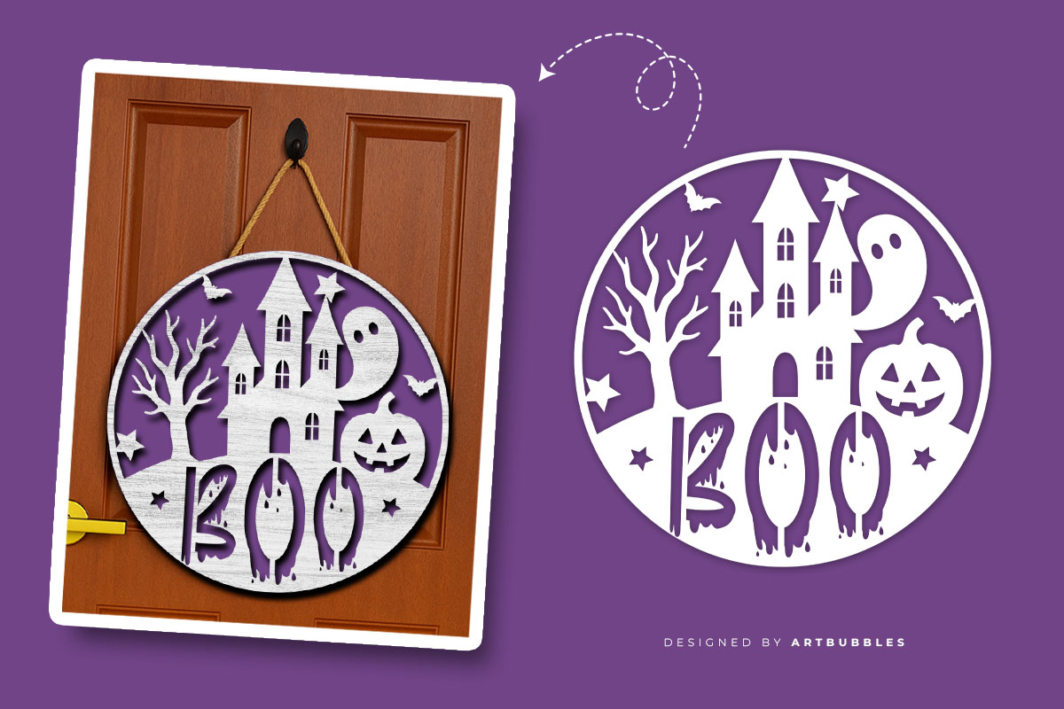 Boo - Laser Cut Halloween Door Hanger SVG