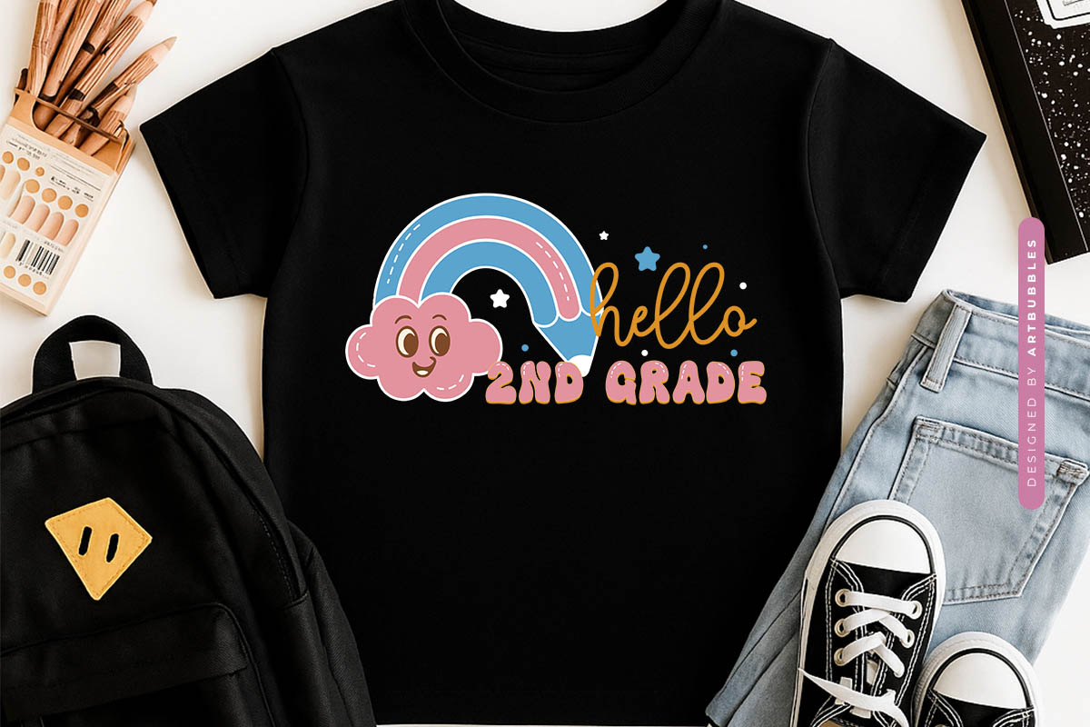 Hello 2nd Grade - Retro Back to School Sublimation Tshirt Mockup Image.jpg